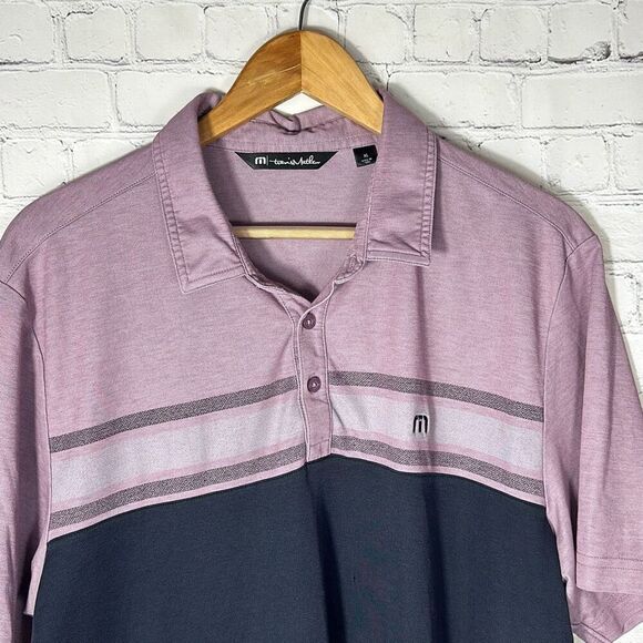 Travis Matthew Purple Gray Striped Golf Polo Pima Cotton Blend Shirt  XL HOLE - Picture 2 of 10